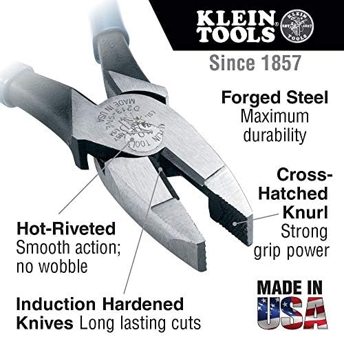 Klein Tools 5541610-14 Saco de ferramentas com alça de ombro tem 40 bolsos e 80020 Ferramentas com alicates, cortadores diagonais e alicates de nariz longo, com facas endurecidas, 3 peças