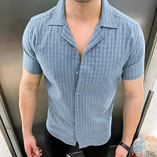 Moda de moda masculina Casual de lapid de botão de lapela colorida Camisa de manga curta na primavera e camiseta casual de primavera e verão