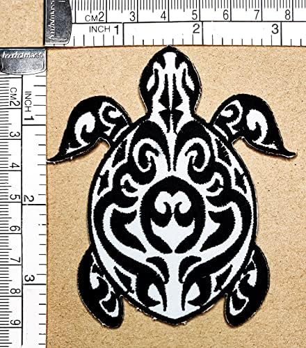 Kleenplus White Tartaruga preta Tartaruga de tartaruga animal Vida marinha de desenho animado Apliques bordados artesanato