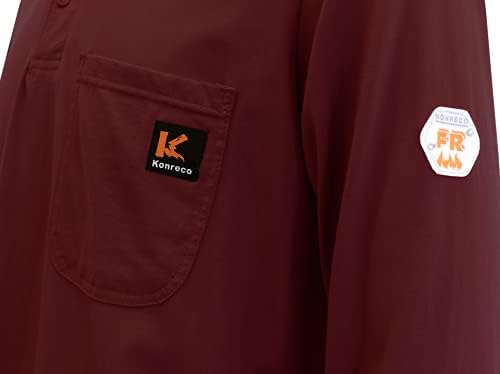 Camisetas KonReCo FR para camisa resistente à chama de verão 5,5 oz de peso leve e 7oz Cat2 Henley Shirts