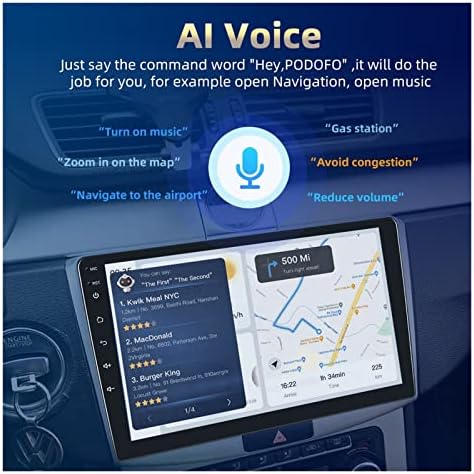 Autoradio 2 DIN Android Radio CarPlay Compatível com VW Polo 2011- AI Voice 4G GPS Multimedia Video Player estéreo