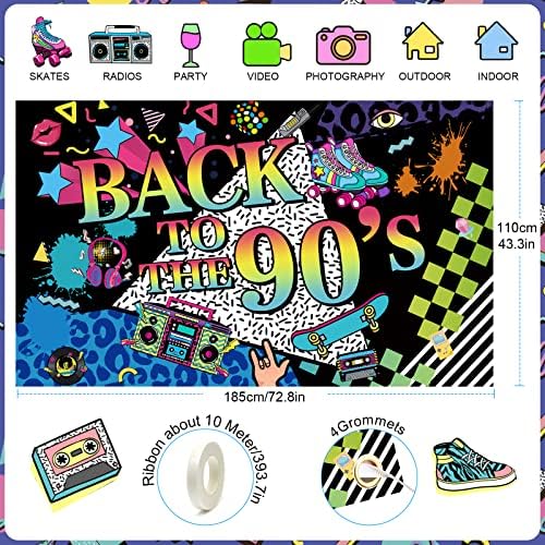 Kit de decorações de festas dos anos 90 - De volta ao pano de fundo dos anos 90 Banner Banner Retro Trend Graffiti Fundo para Decorações