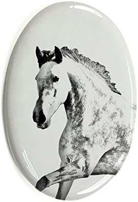 Art Dog Ltd. Andaluz, lápide oval de azulejo de cerâmica com uma imagem de um cavalo