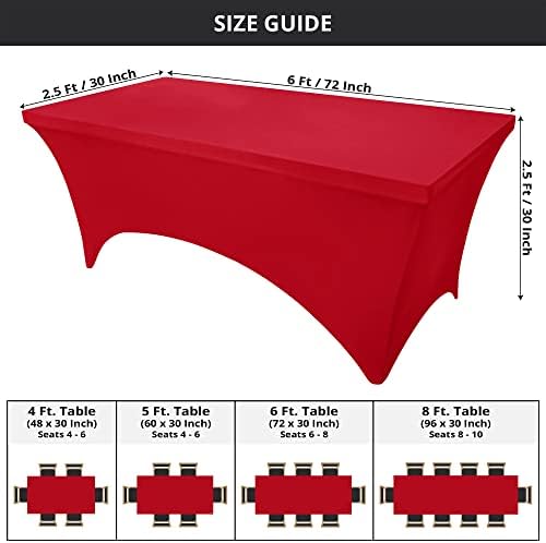 Toca de mesa de spandex de cozinha utopia 1 pacote [6 pés, vermelho] apertado, ajustado, lavável e resistente a rugas,
