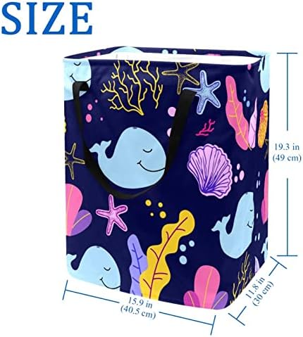 Dolphin Coral Starfish Print Print Lavanderia dobrável cesto de lavanderia 60l Bestas à prova d'água de roupas de lavagem de roupas de roupas de roupas para o dormitório quarto do banheiro
