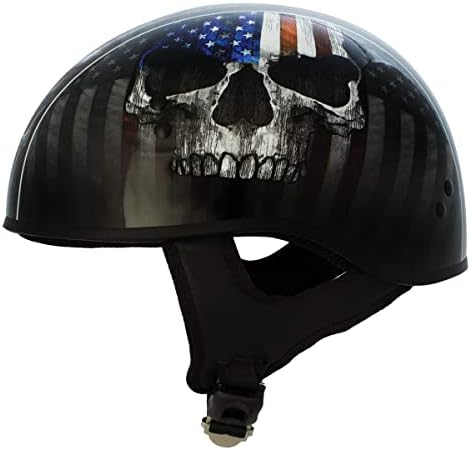 Couros quentes HLD1042 Gloss Black 'Warrior Bullet' Avançado DOT Aprovado Skull Meio capacete para homens e mulheres