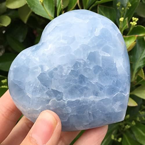 Cristals ásperos e pedras de cura de cura azul -celestito de cristal ornamentos em forma de coração polido amor artesanato artesanal