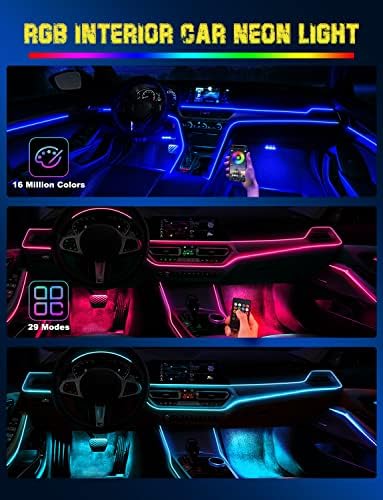 Luzes de tira interior de carro de carro Jushope, RGB 16 milhões de cores 9 em 1 kit de iluminação ambiental de carro com 236 de fibra óptica, sob o painel Lights Music Sync Alterne aplicativo sem fio e controle remoto de RF