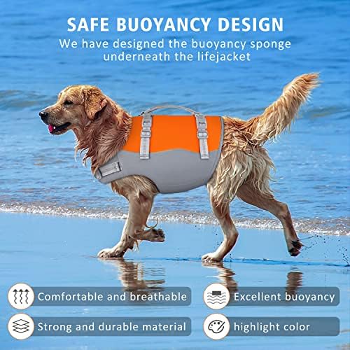 Caixa salva -vidas de cachorro, colete salva -vidas de cães jujubak ripstop para natação de passeio de barco, jaqueta
