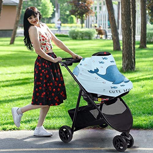 Capas de assento de carro para bebê de baleia fofos - capa de carrinho de carrinho de cadeira alta, cobertura de carro