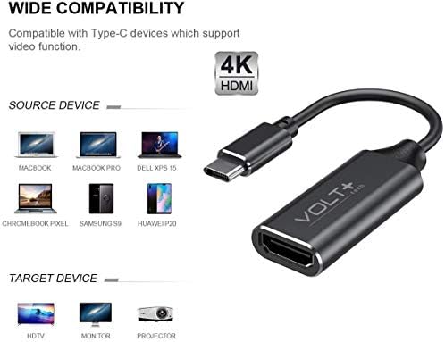 Trabalhos da Volt Plus Tech HDMI 4K Kit USB-C Compatível com o adaptador profissional Sony WF-SP900 com saída digital 2160p completa, 60Hz!