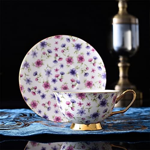 Wjccy european beautiful pequeno linha de ouro de ouro cenário de chá de cerâmica design de porcelana xícara de café e pires