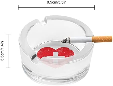 Switerland Heart Retro Bandle Glass Cinzelo para cigarros redondo bandeja de cinzas portátil Caso de cinzas portátil para externo interior