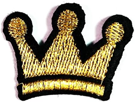 Kleenplus 3pcs. Mini Crown Gold Crown Bordado Ferro Bordado em Sew On Emble para Jeans Jeans Mochilas Backpacks Roupas Adeças de Artes