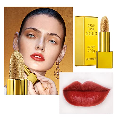 Xiahium Lip Gloss Bundles Batom Glitter Batom Hidratante Maquiagem Veludo Lipstick de ouro Bossas à prova d'água Sexy Blocas de cosméticos vermelhos e vermelhos