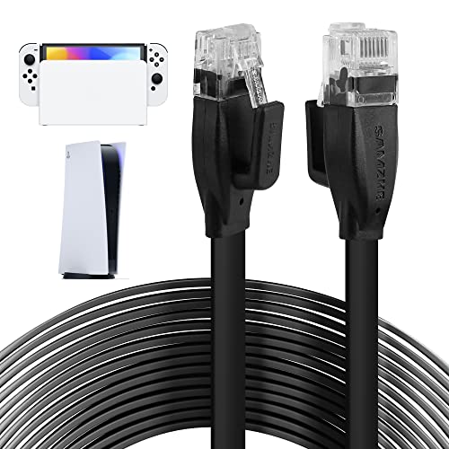 Fanpl Cat 6 Cabo Ethernet para Nintendo Switch OLED, 9,84 pés, RJ45 Network LAN Cords Patch, 500MHz, 10 Gbps, fio de LAN plana, cabo de alta velocidade para jogos, PS 5, Xbox, roteador