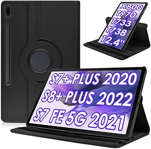 Caixa rotativa de Detuosi 360 ° para Samsung Galaxy Tab S7 Fe 5g 12,4 2021, Galaxy Tab S8 Plus Tablet Caso 5G 2022, Galaxy Tab S7 Plus