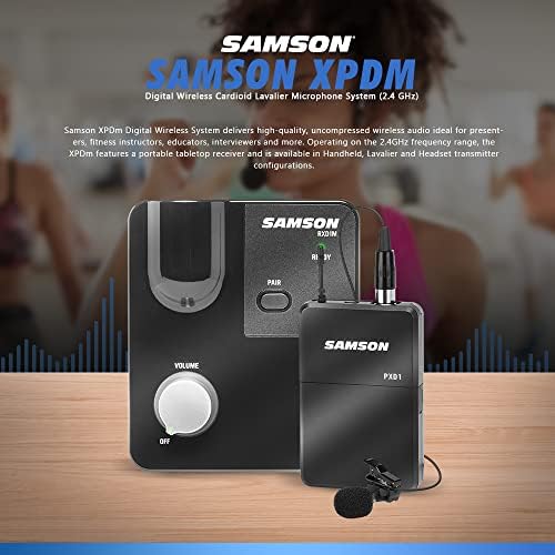 Samson XPDM Digital Wireless Cardioid Lavalier Sistema de microfone com kit básico para apresentadores, emissoras e transmissão