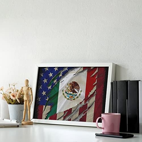 Kits de pintura de diamante de bandeira de bandeira de bandeira do México do Vintage México 5D 5D DIY Rhinestone Arts de parede para adultos 8 x12