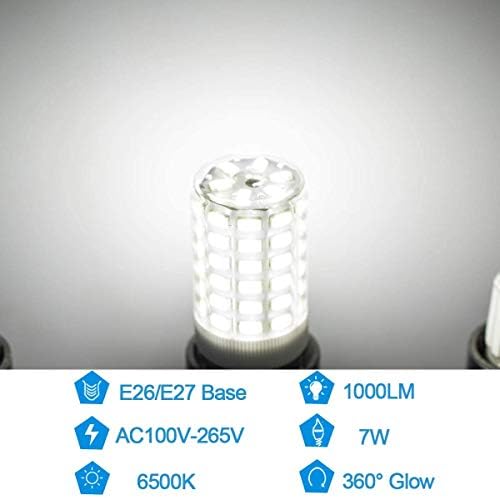 Blolskun E26 LED LED LUZ BULBA BULBA BULBA 7W 7W INFIMMÍVEL LIMENTO BRANCO 6500K 1000 lúmen AC100V-265V Iluminação de teto Decorativa