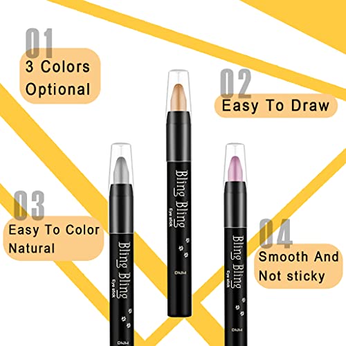 Evedes e sombra Shimmer Cream Shishadow Stick, lápis de sombra do clareador, 3 pacote, cor nº 2,6,7