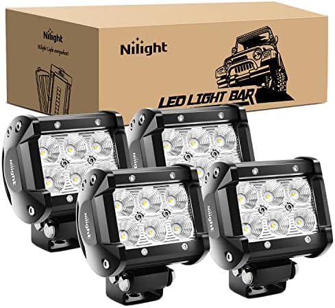 Nilight LED pods 4pcs 18W 1260lm Inundações LED LED BAR LUZ DOVENDO NEX LUZ LUZES DE ESTRADA Luz de trabalho 24V 12V para