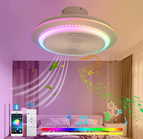 Luzes de ventilador de teto Neochy LED com controle remoto RGB Music Music Cores Alteração Silente Dimmível Para Quartos da sala de estar Teto do ventilador com designer de lâmpadas de iluminação em casa