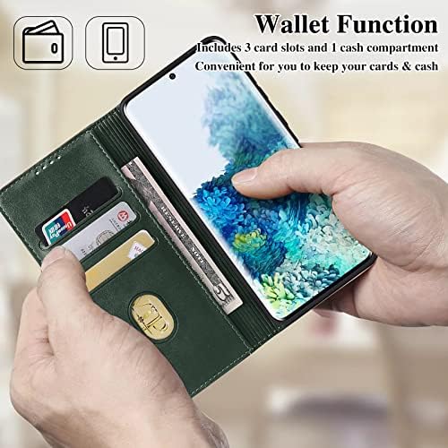 Caso Bfgurdou para Galaxy S22 Ultra, PU Couro [Bloqueio de RFID] Caixa da carteira com slots de cartão, capa de