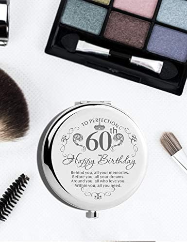 Espelho de 60 anos, bolsa de maquiagem de 60 anos, espelho de presentes para mulheres de 60 anos, presentes de aniversário de 60 anos