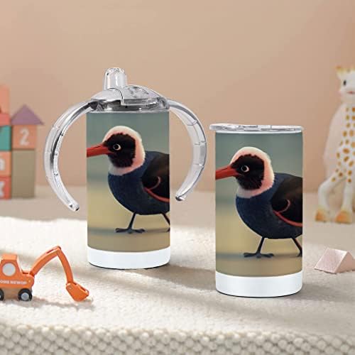Copo de cannela de arte de pássaro colorido - copo gráfico bebê com canudinho - copo com canudinho de pássaro