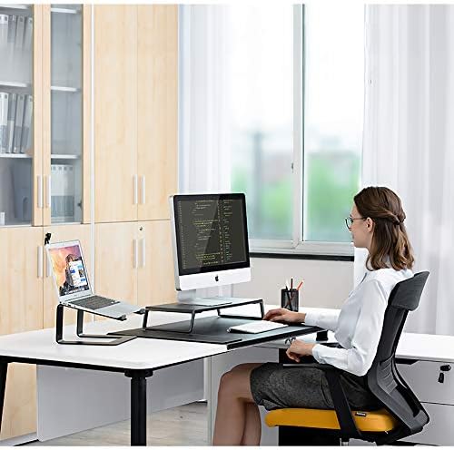 ASDFGH Multimedia Desktop Stand Monitor Riser, Organizador da mesa de laptop com borracha não esquiadora, notebook de 11 a 17 polegadas, 19-36 polegadas