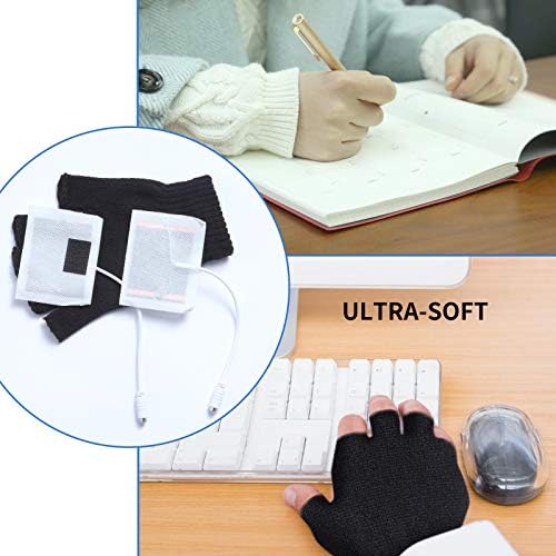 2 pares de luvas aquecidas USB para homens e mulheres, listras usuárias USB 2.0 Padrão de aquecimento de aquecimento de lã Mittens Hands Mã