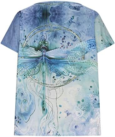 Camisetas de impressão de libélula para mulheres 2023 Summer V-deco