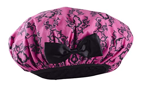 Capinho de beleza livre de críquete para dormir, chuveiro, envoltório de cabelo da cabeça para chapéu de capa de protetor para chuveiro de gorro para dormir, brocado anti-estático, rosa