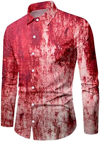Camisas Sheeve Long Sheeve para homens camisetas impressas de abóbora Tops de abóboras de festas casuais de festas fit regulares#06