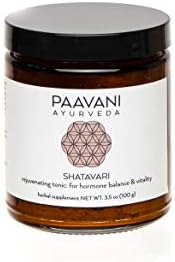 Paavani Ayurveda - suplemento shatavari - rejuvenescedor - equilíbrio hormonal e vitalidade - erva orgânica - jar