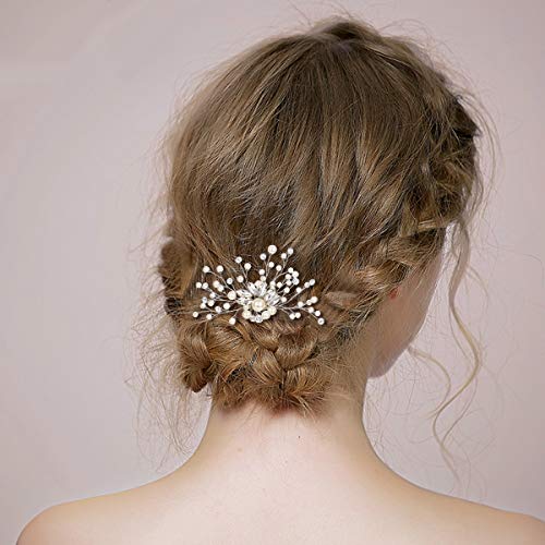 Brilove Wedding Bridal Hair Pente Acessórios para Cabelos Com Crystal Conta Simulada Pearl Filigree Handmade For Women Clear