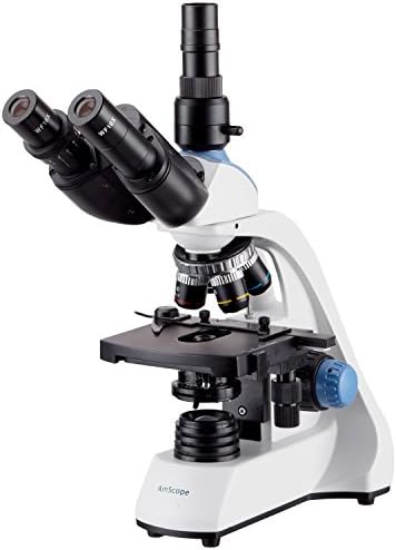AMSCOPE 40X-2500X Microscópio de composto trinocular LED W 3D estágio mecânico de duas camadas com câmera USB2.0 de 1,3MP