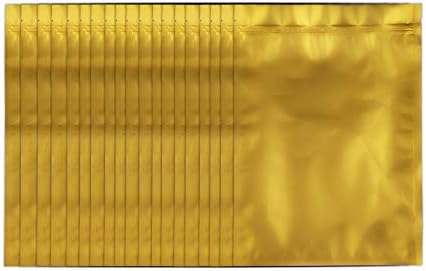 50 peças 1 galão premium prealizado em ouro fosco à prova de cheiro espesso Mylar Foil bolsa para armazenamento de alimentos,