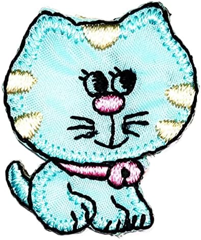 Kleenplus 3pcs. Mini Blue Cat Patches Sticker Arts Kitten Kids Cartoon Patch Sign Symbol Costume T-shirt Jeans Hats Backpacks