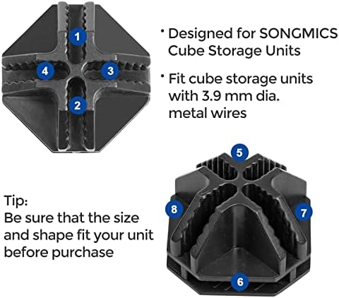 Conectores de plástico canções para unidade de armazenamento de cubo de arame DIY, 20 peças, conector ABS com 8 slots, preto AULPC0B20