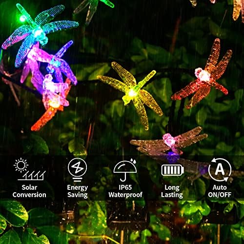 Luzes solares do jardim, luzes de libélula, luzes ao ar livre 7 Alteração de cor à prova d'água, influência pelo vento,
