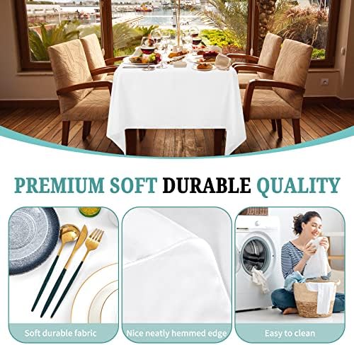 12 Pacote de mesa branca toalha-60 x 126 polegadas Tala de mesa de toalha de mesa para mesas de retângulo de 8 pés, capa de