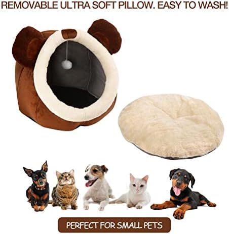 Camas de gatos Lcybem para gatos internos - caverna de cama de gato com travesseiro almofadado removível, algodão premium