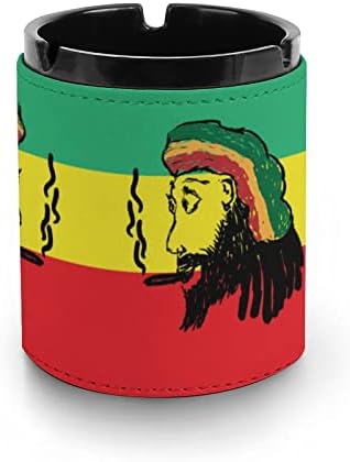 Retrato Rastafarian com um cigarro PU CHAEATRAYS FOR SMOKERS FUMOP FUMOP CHINES CHINDER PARA CARRO DE ESCRITÓRIO