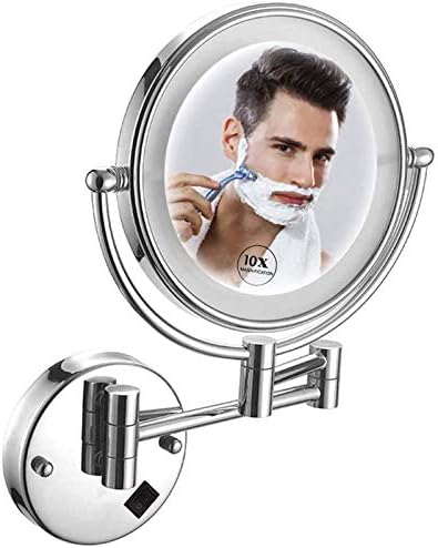 Espelho de maquiagem 10x, espelho de maquiagem de dupla face 8 polegadas espelho de maquiagem com luzes LED, rotação 360 para maquiagem, USB recarregável