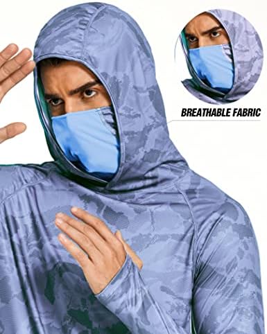 Camisa de pesca de proteção solar UPF mais de 50 anos com máscara de máscara com moletom de molho de molho de molho