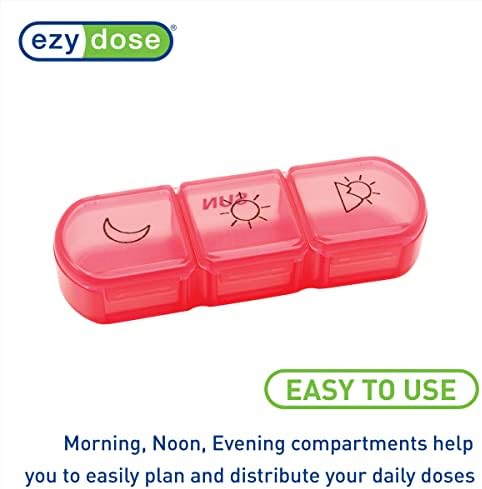 Ezy Dose semanal Organizador de comprimidos, vitamina e medicina, grandes compartimentos pop-out, 3 vezes ao dia, cores