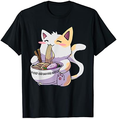 Ramen Cat Kawaii Anime japonês Kawaii Neko T-shirt
