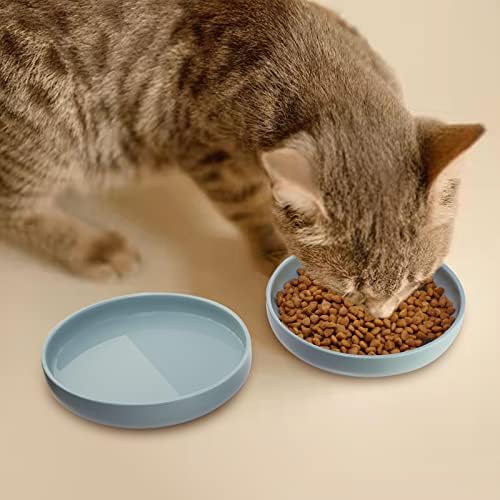 Tigela de gato de cerâmica Vigia de bigode, rasa de gato liso de gato de gato para gatos internos, pratos de gato de acabamento fosco